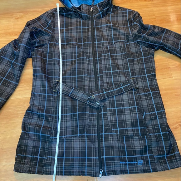 Free Country Black, Grey and Blue Plaid pattern Waterproof Rain Jacket size XL - Picture 15 of 16